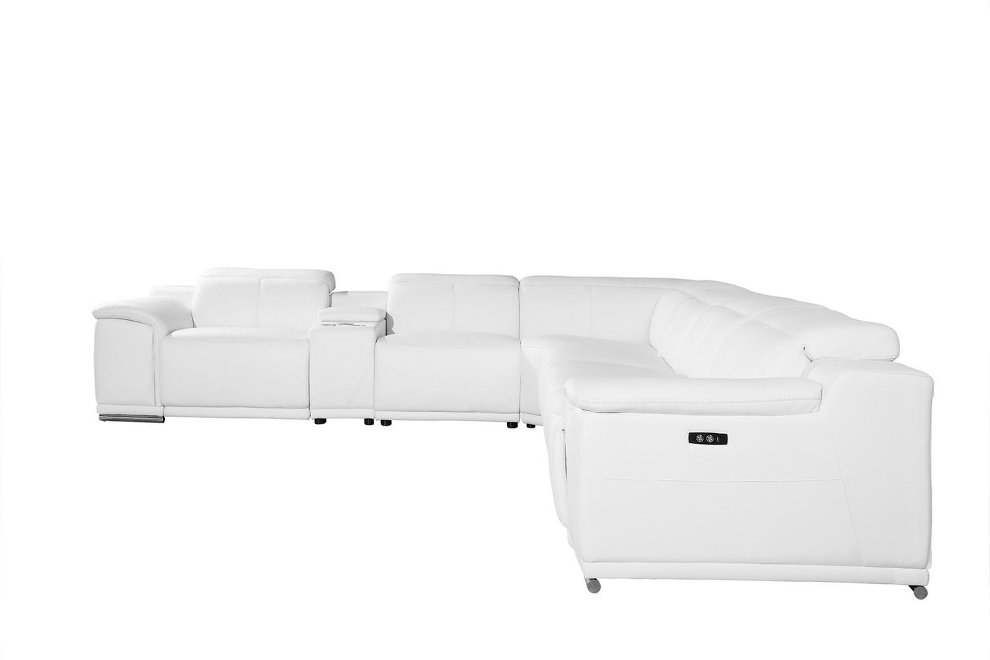 White Genuine Leather Power Reclining 7PC Sectional with 1 Console By Homeroots | Sectional | Modishstore - 4
