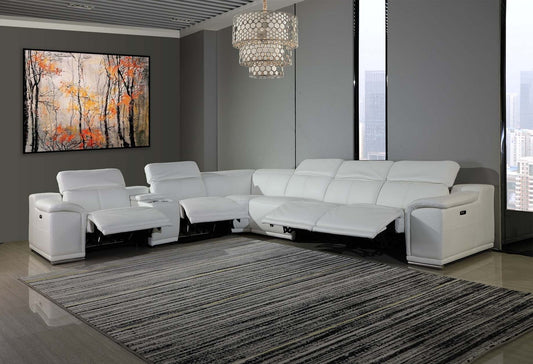 White Power Reclining 7PC Sectional By Homeroots | Sectional | Modishstore