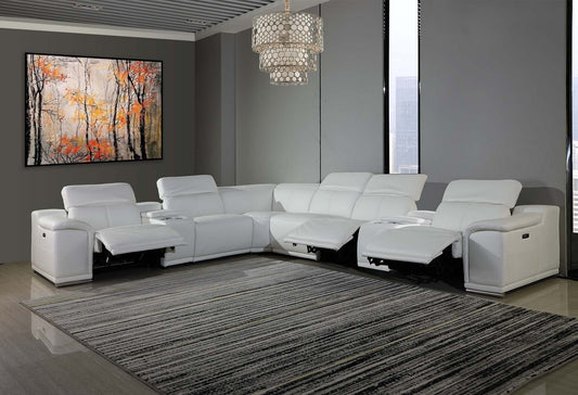 White Power Reclining 8PC Sectional By Homeroots - 366364 | Sectional | Modishstore