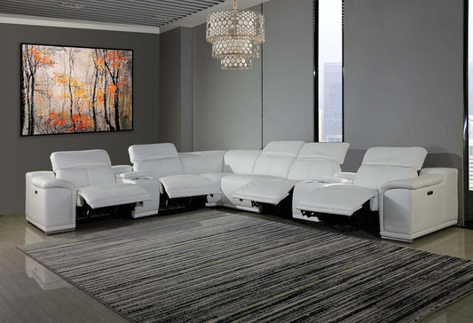 White Power Reclining 8PC Sectional By Homeroots - 366365 | Sectional | Modishstore