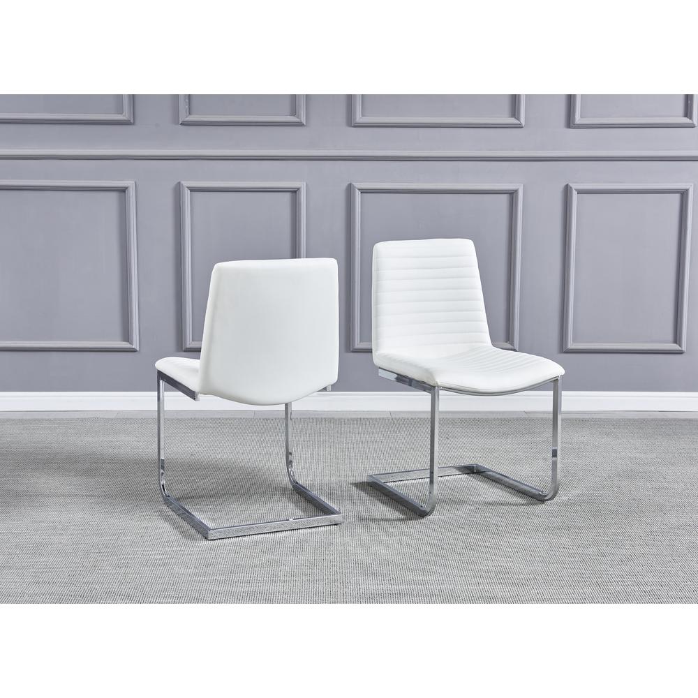 Blanca White Faux Leather Dining Chairs in Silver(Set of 2) By Best Master Furniture