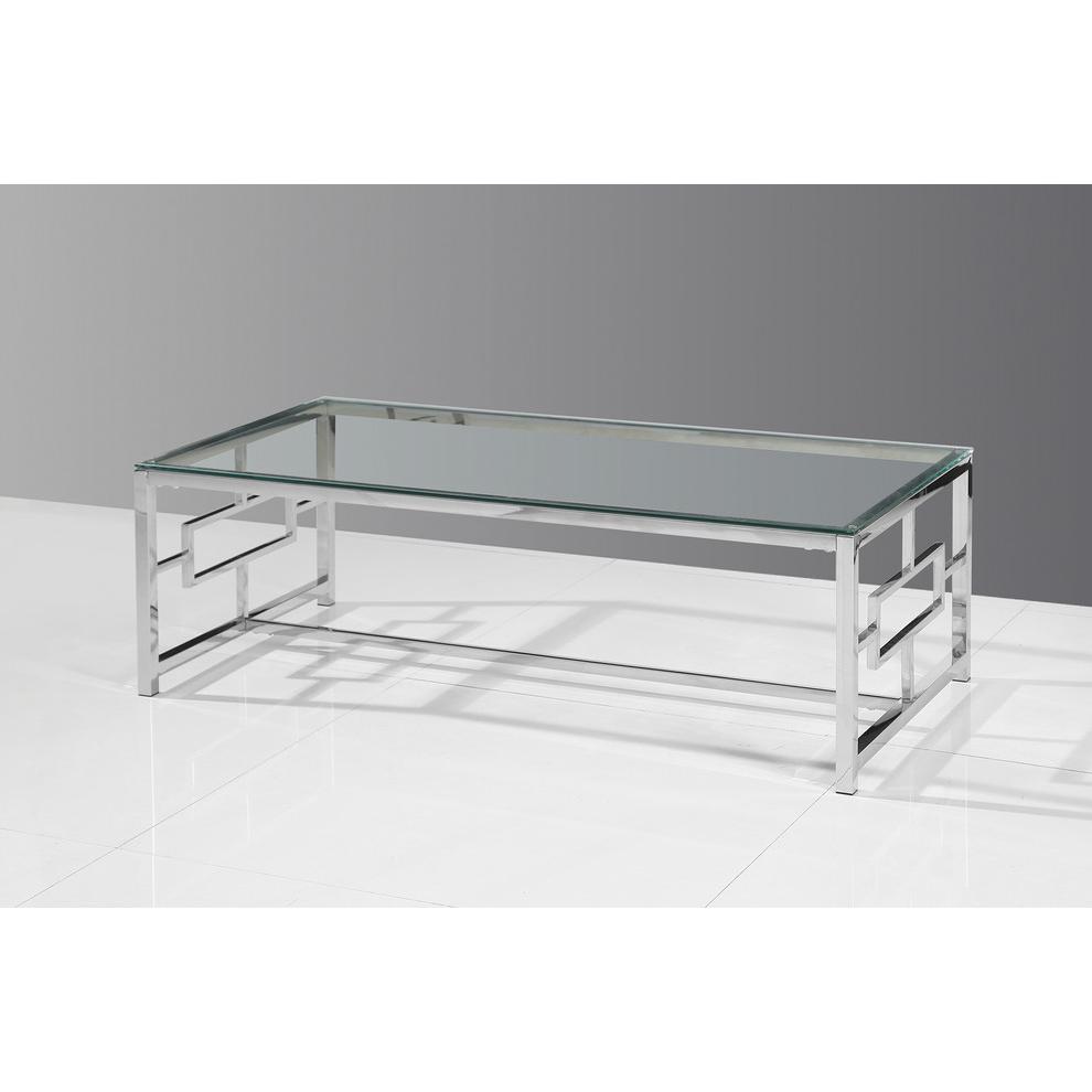 Silver Stainless Steel Living Room Glass Coffee Table By Best Master Furniture | Coffee Tables |  Modishstore  - 2