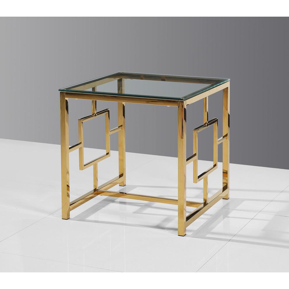 Gold Stainless Steel Living Room Glass End Table By Best Master Furniture | End Tables |  Modishstore  - 2