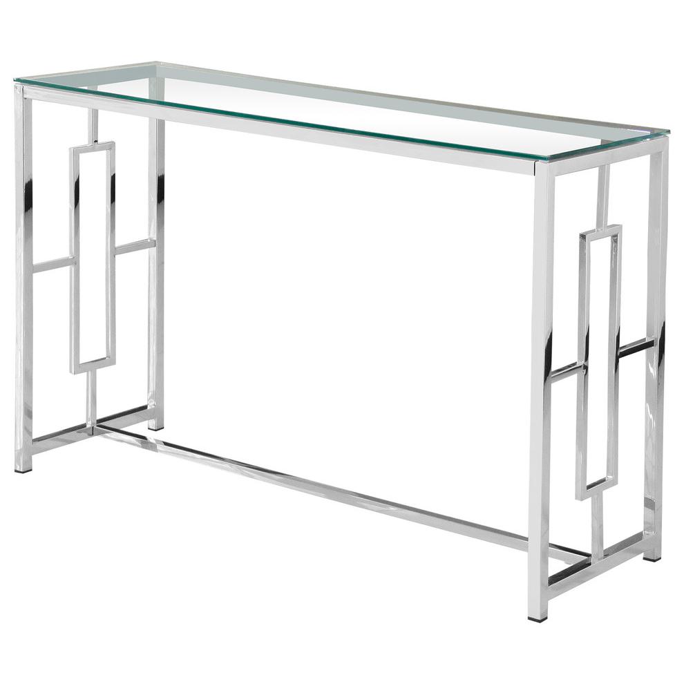 Silver Stainless Steel Glass Sofa Table By Best Master Furniture | Console Tables |  Modishstore 