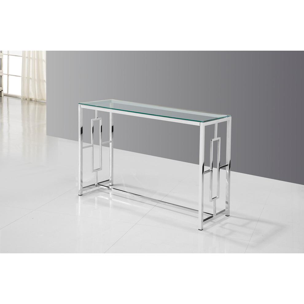 Silver Stainless Steel Glass Sofa Table By Best Master Furniture | Console Tables |  Modishstore  - 2