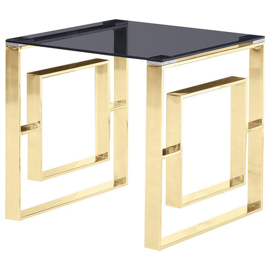 Smoked Glass Living Room Gold End Table By Best Master Furniture | End Tables |  Modishstore 