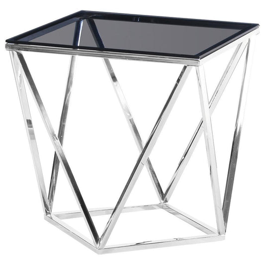 Angled Square Smoked Glass End Table By Best Master Furniture | End Tables |  Modishstore 