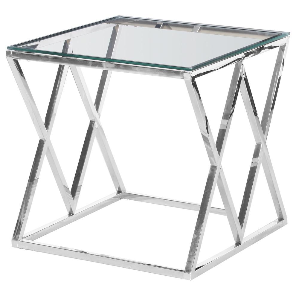 Contemporary Angled Square Clear Glass End Table By Best Master Furniture | End Tables |  Modishstore 