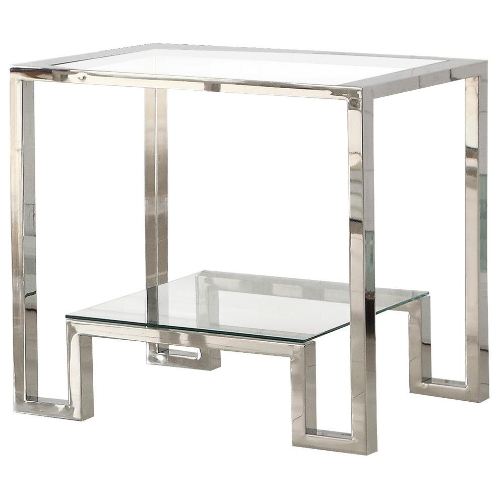 Silver With Glass Living Room End Table By Best Master Furniture | End Tables |  Modishstore 