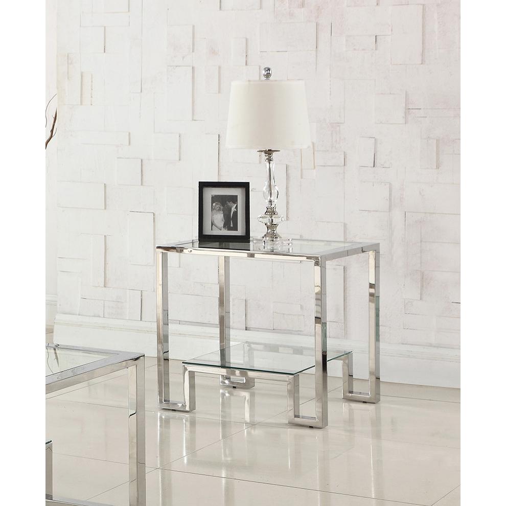Silver With Glass Living Room End Table By Best Master Furniture | End Tables |  Modishstore  - 2