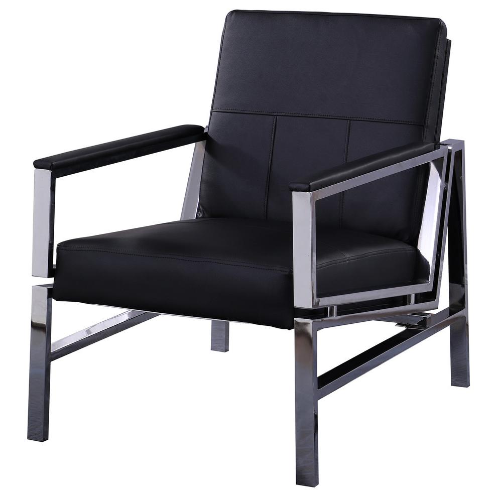Leather and Stainless Steel Accent Chair By Best Master Furniture | Accent Chairs |  Modishstore  - 4