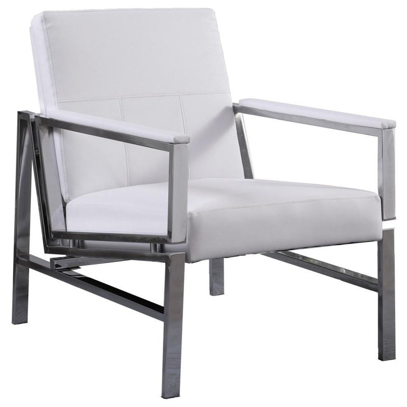 Leather and Stainless Steel Accent Chair By Best Master Furniture | Accent Chairs |  Modishstore 