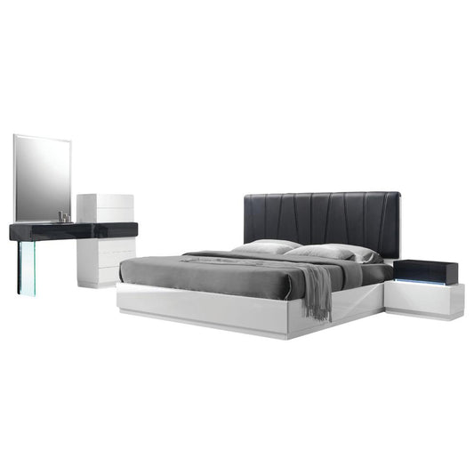 Ireland Modern White Lacquer Platform 5-Piece Bedroom Set By Best Master Furniture | Bedroom Sets |  Modishstore 