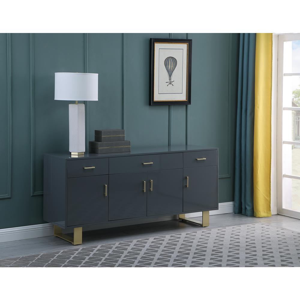 Tyrion Gray Lacquer Sideboard with Gold Accents By Best Master Furniture | Sideboards |  Modishstore  - 2