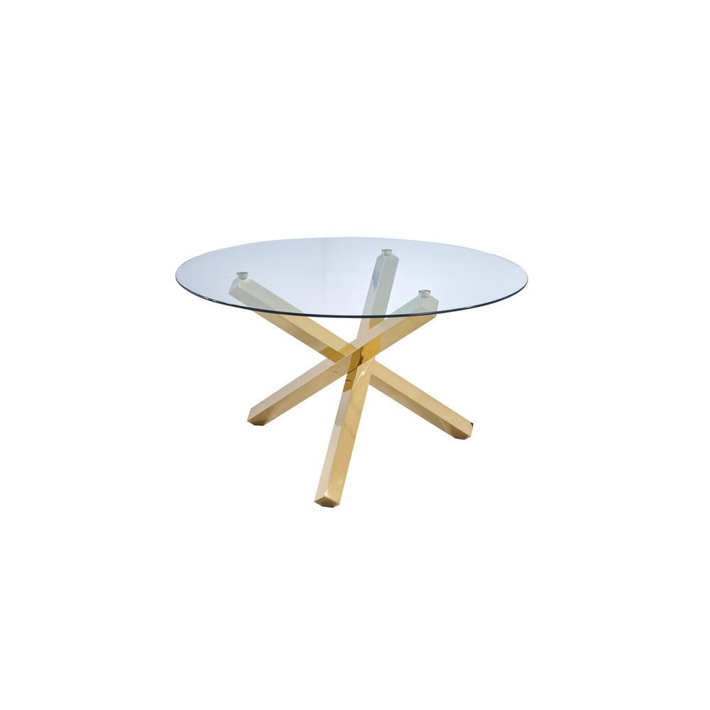 Tracy 54" Round Glass Dining Table, Gold By Best Master Furniture | Dining Tables |  Modishstore 