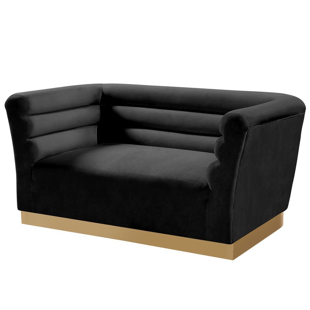 Livingston Black Velour Loveseat with Gold Trim By Best Master Furniture | Loveseats |  Modishstore 