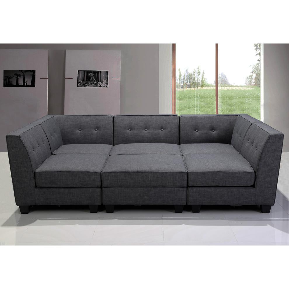 Crux 6-piece Modular Gray Fabric Living Room Sectional By Best Master Furniture | Sofas |  Modishstore  - 4
