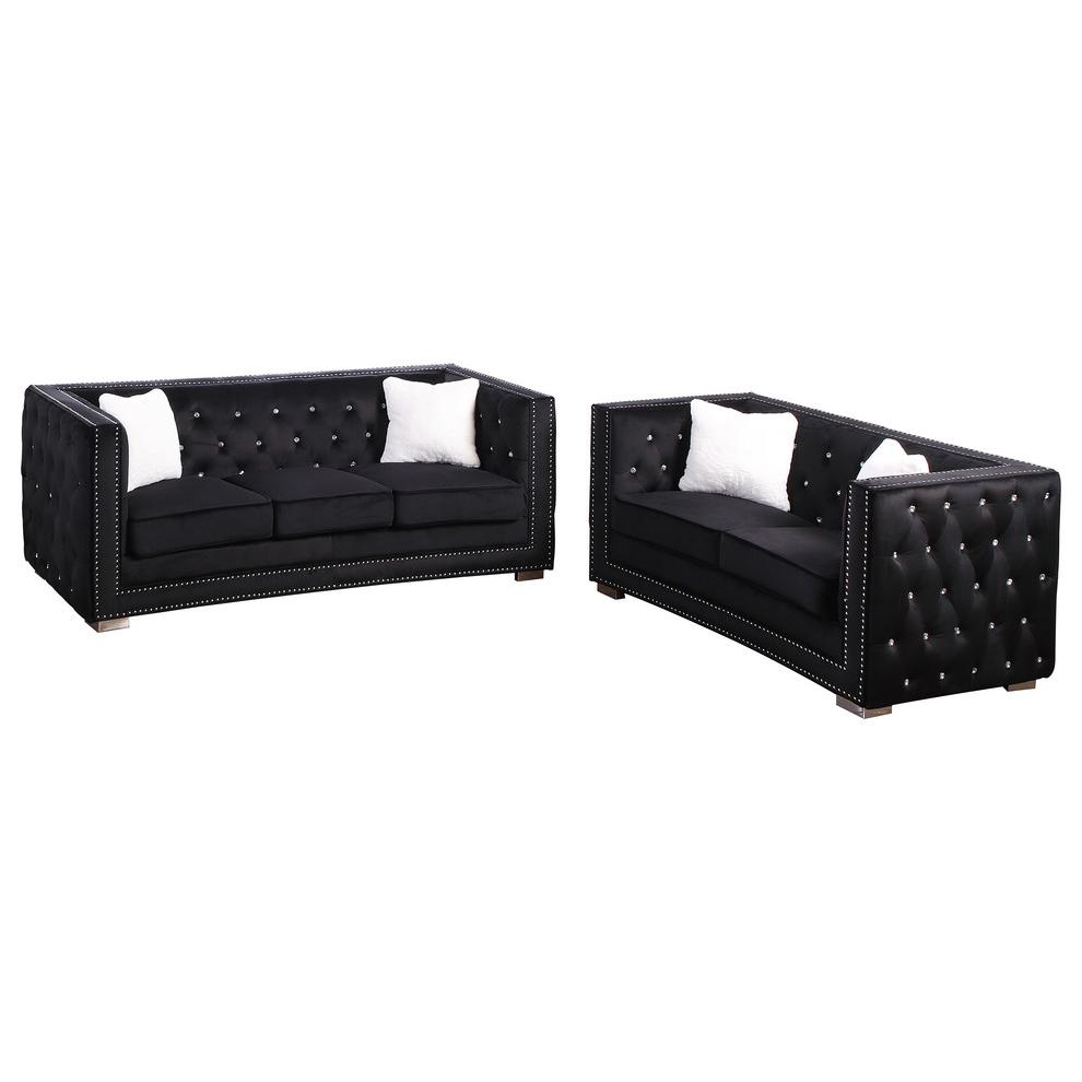 Ruby 2 Pieces Embellished Tufted Sofa & Loveseat By Best Master Furniture | Sofas |  Modishstore 