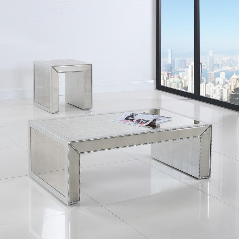 Lucy Silver Antique Mirrored Coffee Table By Best Master Furniture | Coffee Tables |  Modishstore 