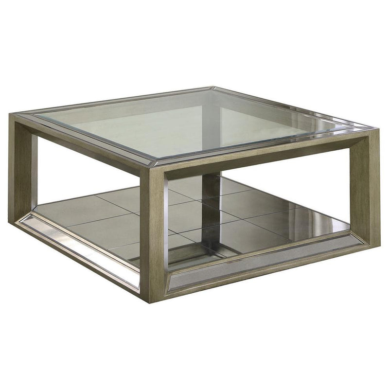 Pascual Dull Gold With Antique Mirrored Coffee Table By Best Master Furniture | Coffee Tables |  Modishstore 