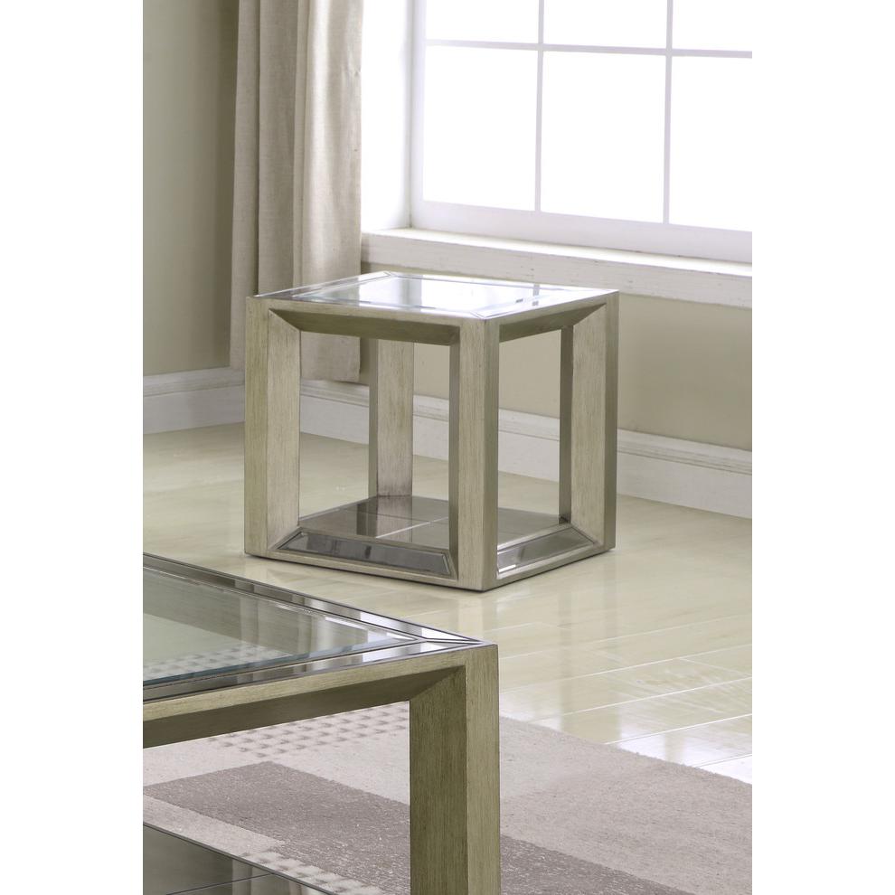 Pascual Dull Gold With Antique Mirrored End Table By Best Master Furniture | End Tables |  Modishstore  - 2