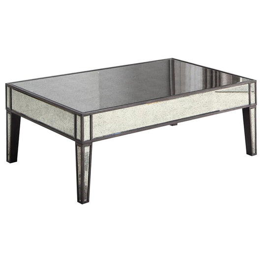Henrik Gray Brown with Antique Mirror Rectangular Coffee Table By Best Master Furniture | Coffee Tables |  Modishstore 