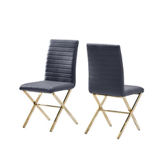Timber Modern Gold Plated Dining Chair, Set of 2, Grey By Best Master Furniture