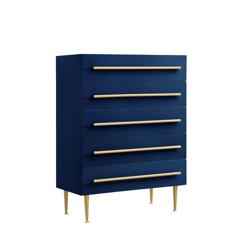 Bellanova Navy 5-Drawer Chest with Gold Accents By Best Master Furniture | Drawers |  Modishstore 