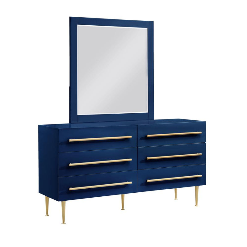 Bellanova Navy Dresser with Mirror with Gold Accents By Best Master Furniture | Dressers |  Modishstore 