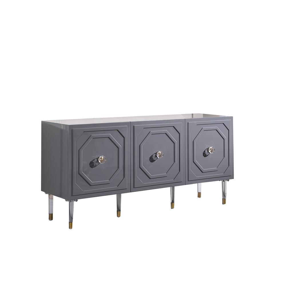 Jadran 65" Lacquer with Gold Accents Sideboard, Grey By Best Master Furniture | Sideboards |  Modishstore 