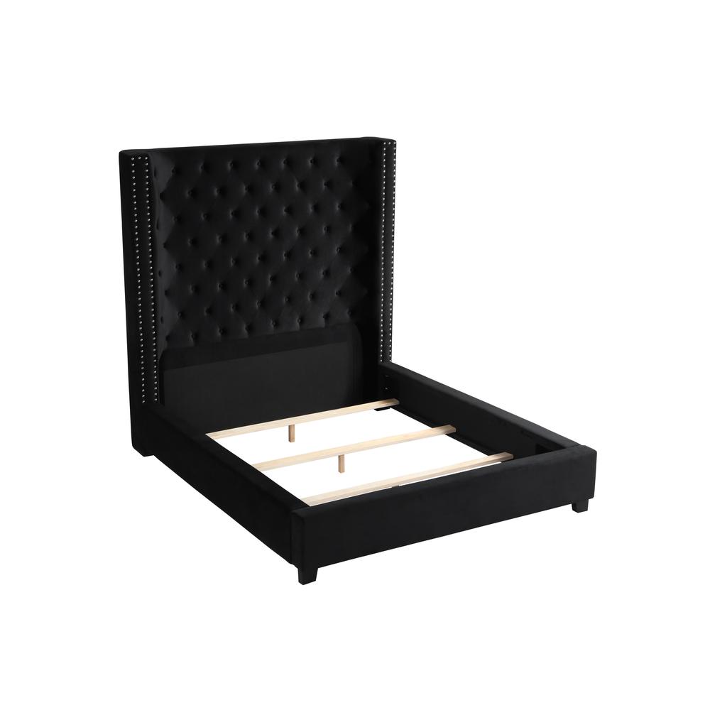 Yvonne Velvet Upholstered Cali King Platform Bed in Black By Best Master Furniture | Beds |  Modishstore 