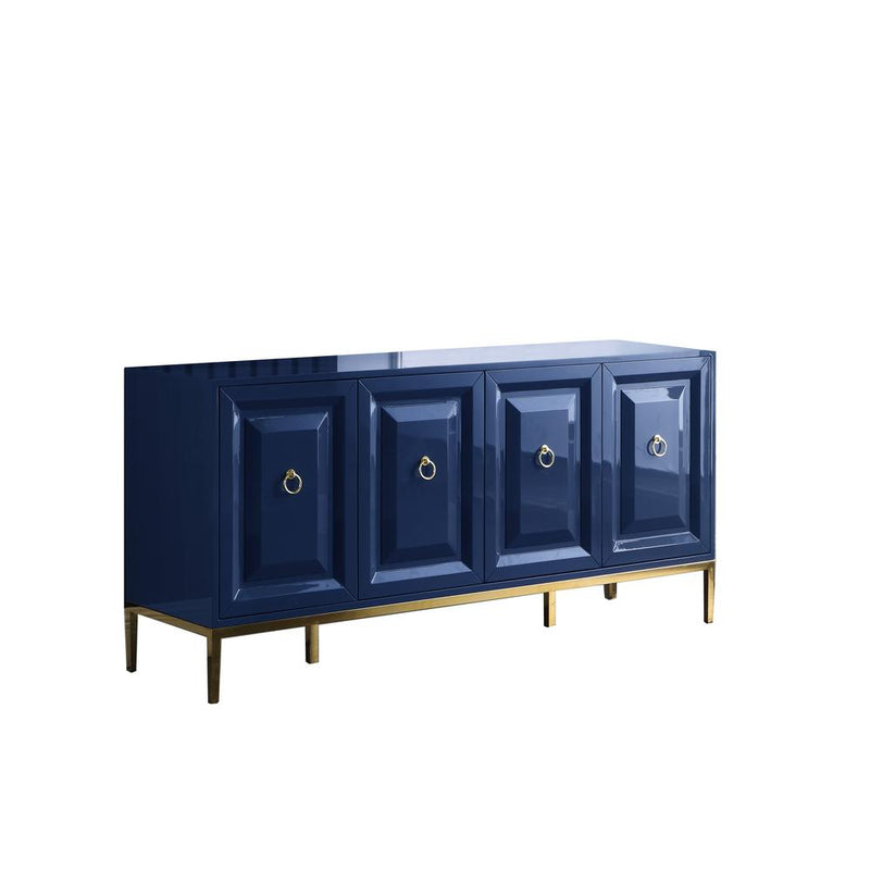 Sujay 66" Lacquer with Gold Accents Sideboard, Navy Blue By Best Master Furniture | Sideboards |  Modishstore 