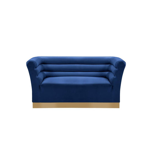 Livingston Blue Velour Loveseat with Gold Trim By Best Master Furniture | Loveseats |  Modishstore 