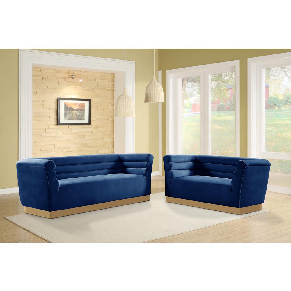 Livingston Blue Velour Sofa with Gold Trim By Best Master Furniture | Sofas |  Modishstore  - 4