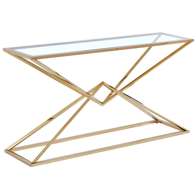 Emerson Gold Glass Console Table By Best Master Furniture | Console Tables |  Modishstore 