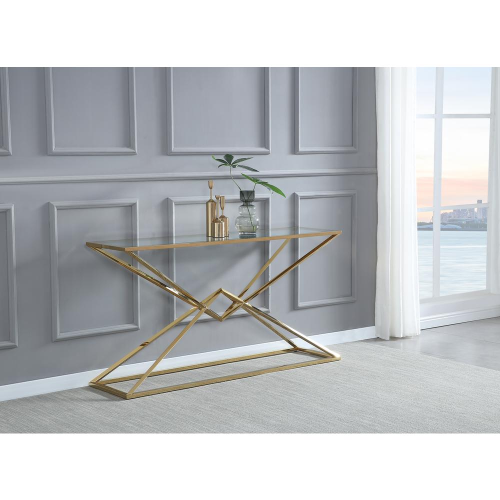 Emerson Gold Glass Console Table By Best Master Furniture | Console Tables |  Modishstore  - 2
