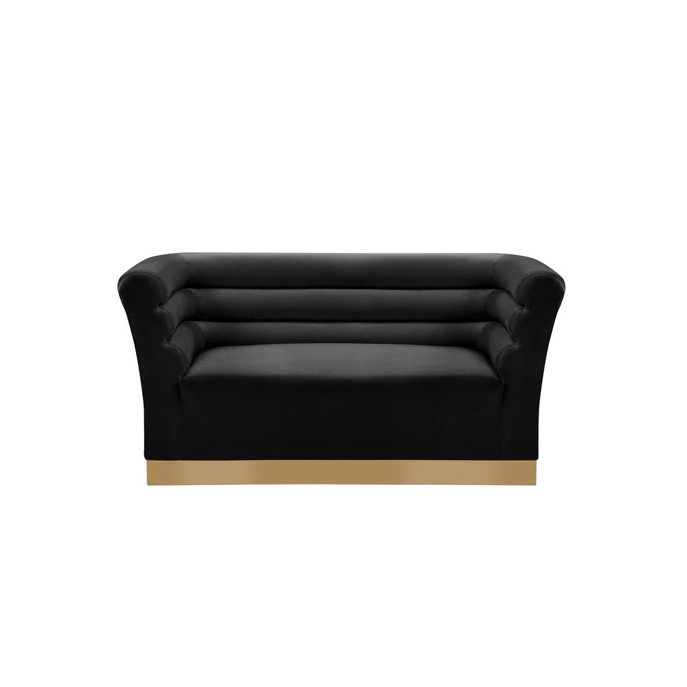 Livingston Black Velour Loveseat with Gold Trim By Best Master Furniture | Loveseats |  Modishstore  - 2
