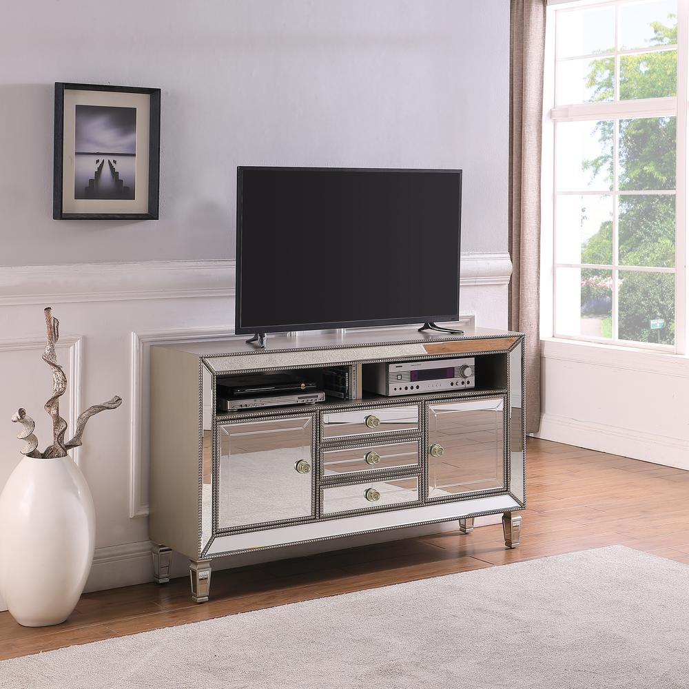 Limonite Modern Silver Mirrored TV Stand By Best Master Furniture | TV Stands |  Modishstore  - 2