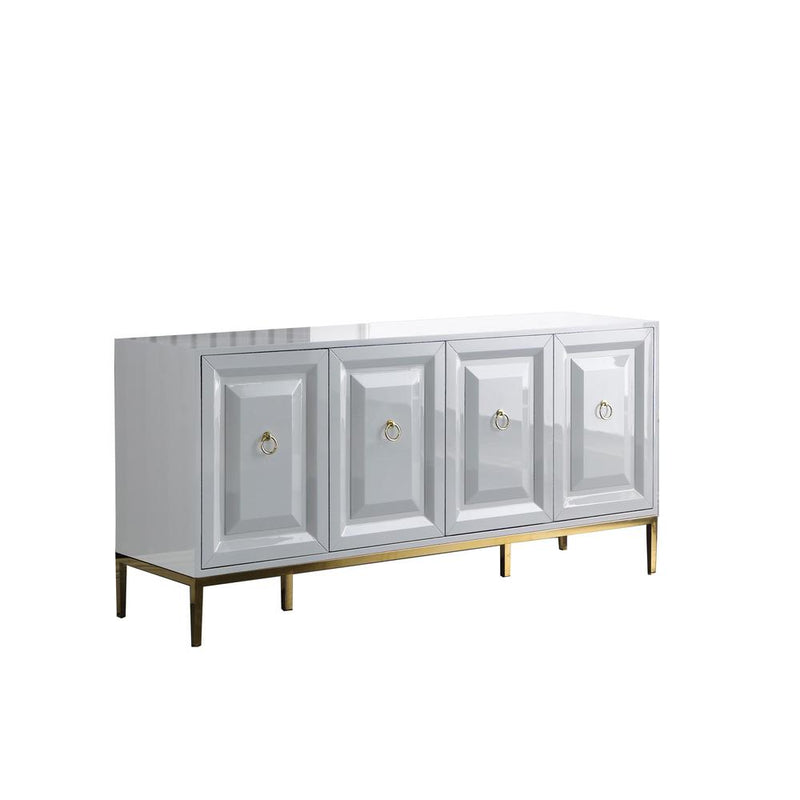 Sujay 66" Lacquer with Gold Accents Sideboard, White By Best Master Furniture | Sideboards |  Modishstore 