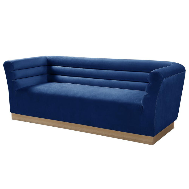 Livingston Blue Velour Sofa with Gold Trim By Best Master Furniture | Sofas |  Modishstore 