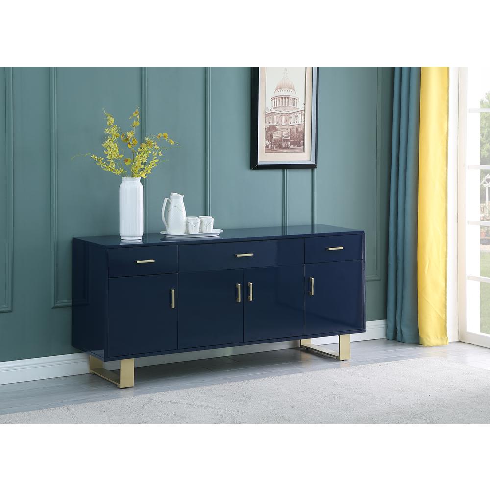 Tyrion Navy Lacquer Sideboard with Gold Accents By Best Master Furniture | Sideboards |  Modishstore  - 2