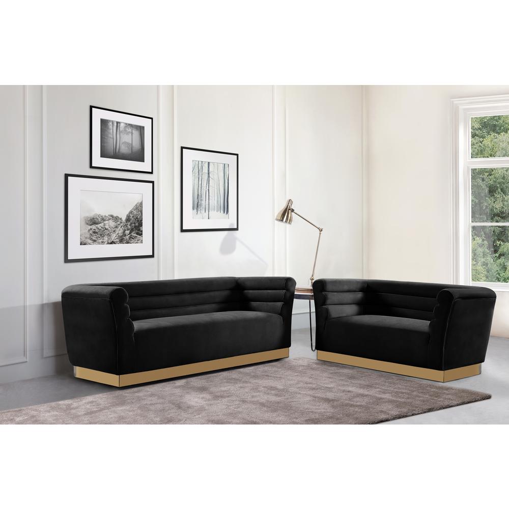 Livingston Black Velour Sofa with Gold Trim By Best Master Furniture | Sofas |  Modishstore  - 4