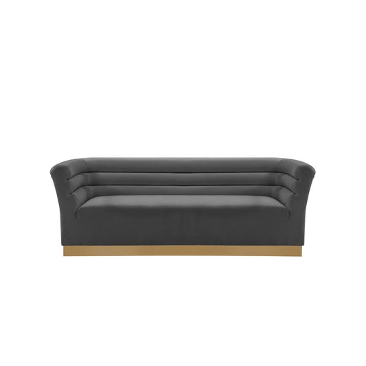 Livingston Gray Velour Sofa with Gold Trim By Best Master Furniture | Sofas |  Modishstore 