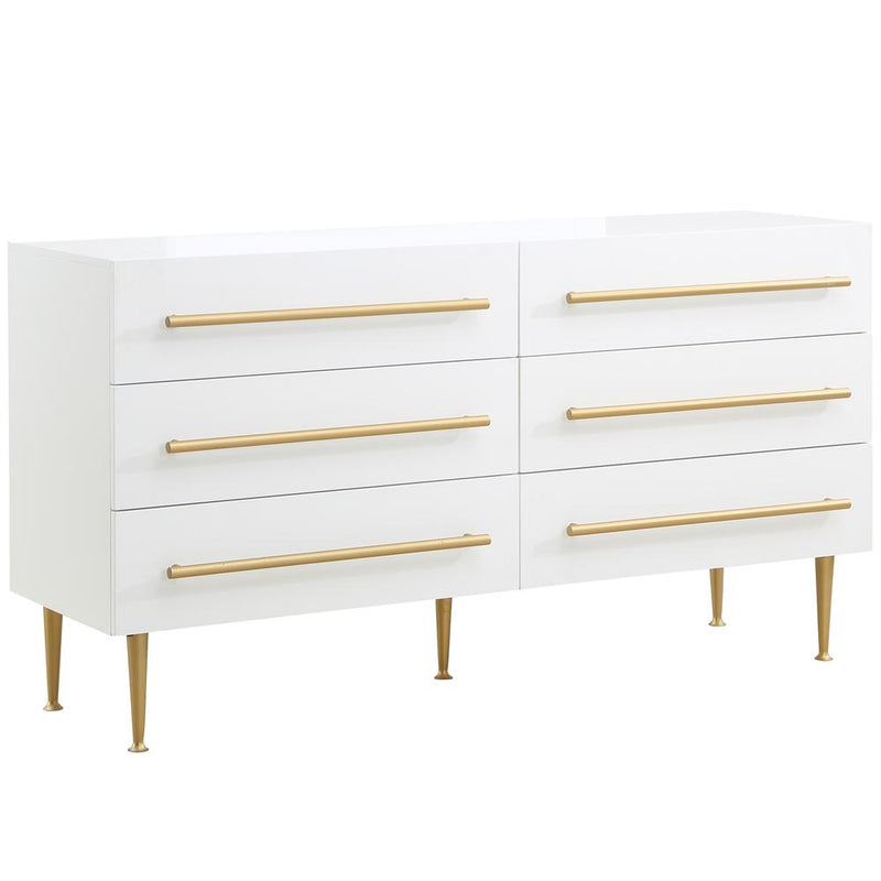 Bellanova White Dresser with Gold Accents By Best Master Furniture | Dressers |  Modishstore 