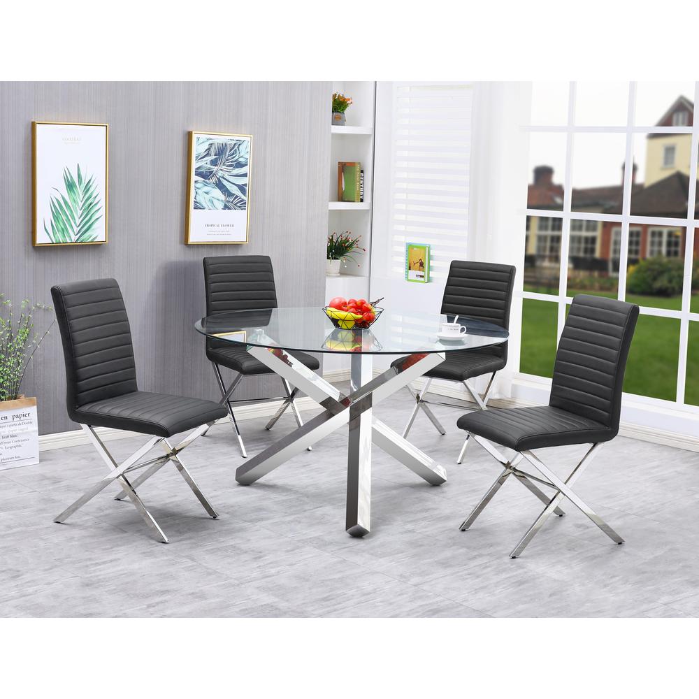 Tracy Modern Glass with Stainless Steel Round Dining Table By Best Master Furniture | Dining Tables |  Modishstore  - 2