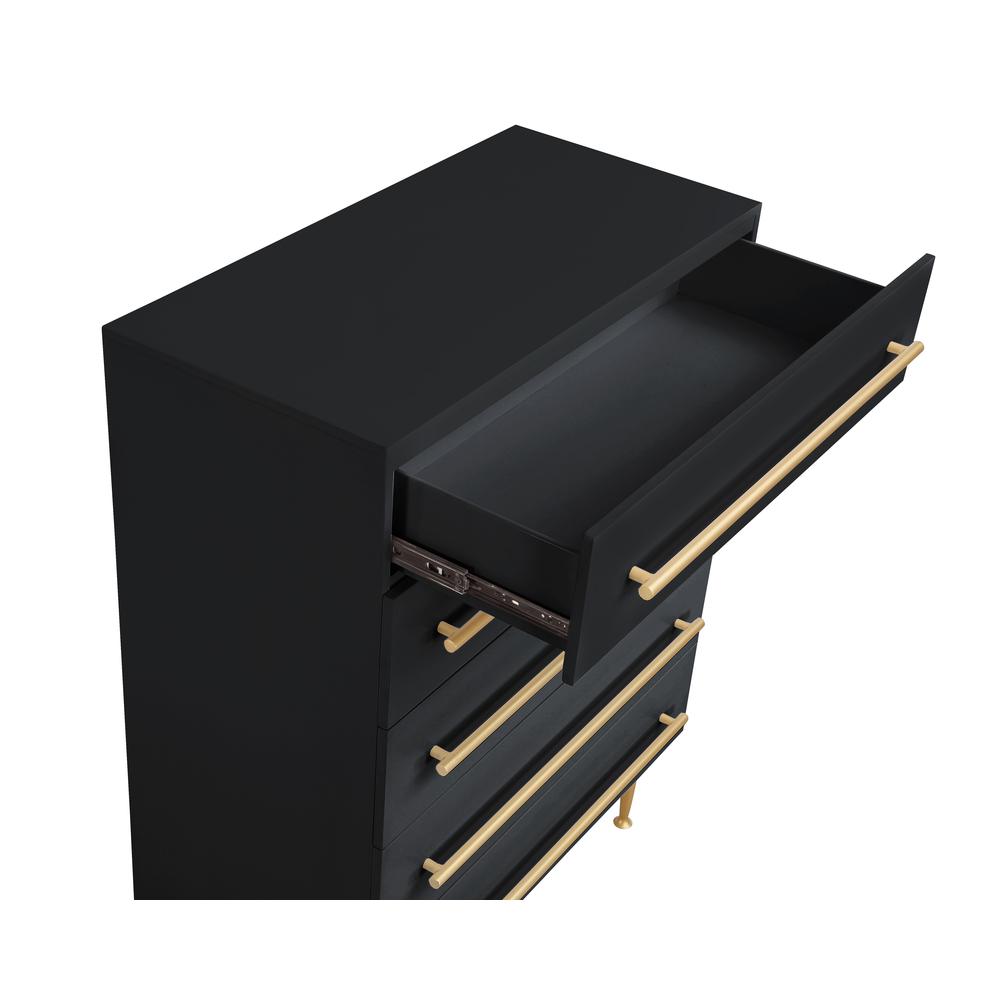 Bellanova Black 5-Drawer Chest with Gold Accents By Best Master Furniture | Drawers |  Modishstore  - 2