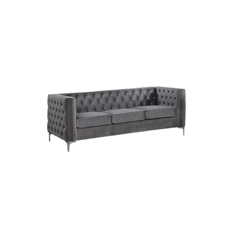 Aineias 84" Tufted Velvet Sofa, Grey By Best Master Furniture | Sofas |  Modishstore 