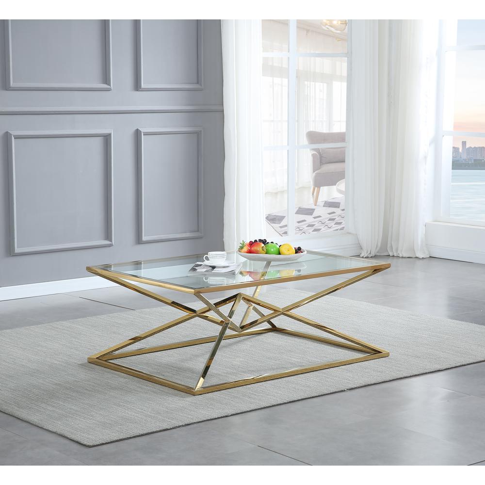 Emerson Gold Glass Coffee Table By  Best Master Furniture | Coffee Tables |  Modishstore  - 2