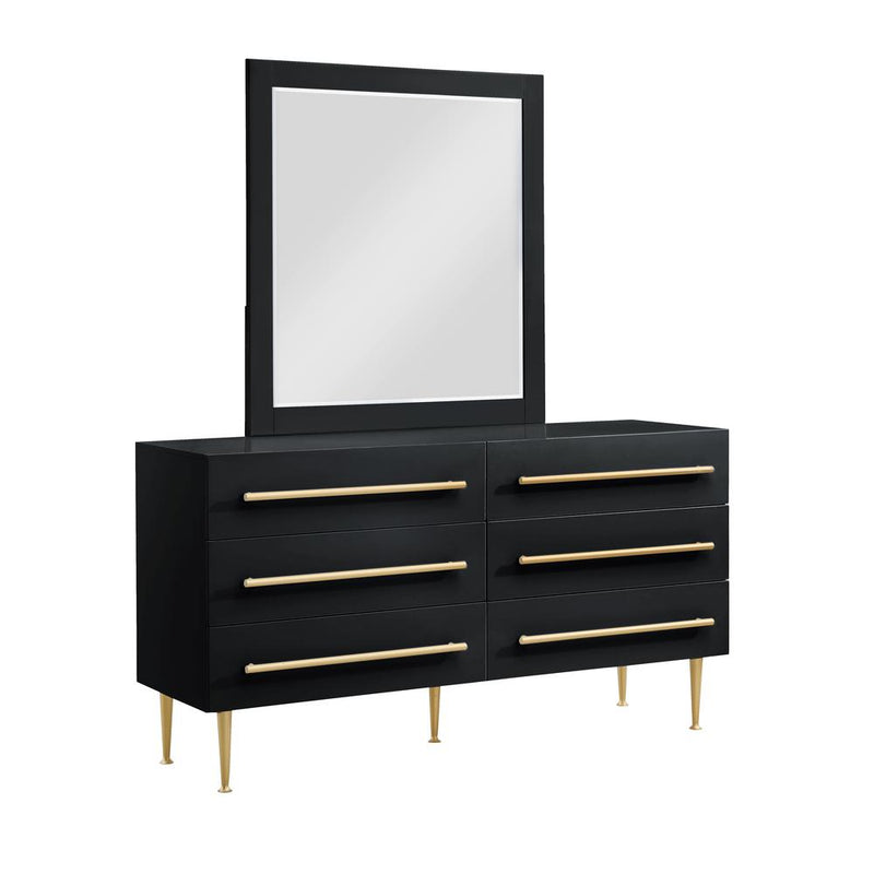 Bellanova Black Dresser with Mirror with Gold Accents By Best Master Furniture | Dressers |  Modishstore 