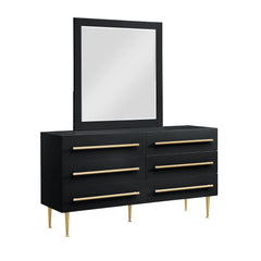 Bellanova Black Dresser with Mirror with Gold Accents By Best Master Furniture